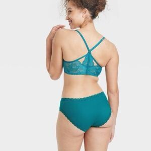 Auden 34A Teal Lace Racerback Bra & Matching Teal Panty Small NWT